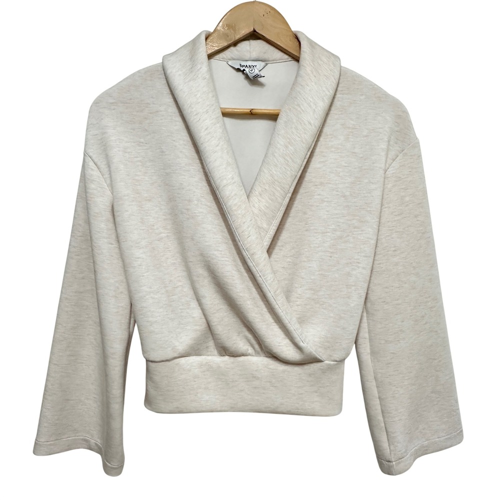 Spanx AirEssentials Wrap Top Womens XS Heather Oat Cream Athleisure 50812R